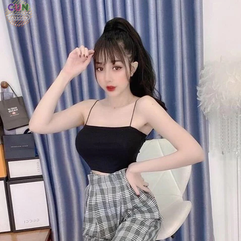 Áo 2 dây sợi bún chất cotton from vừa cho nữ dưới 55kg nhiều màu