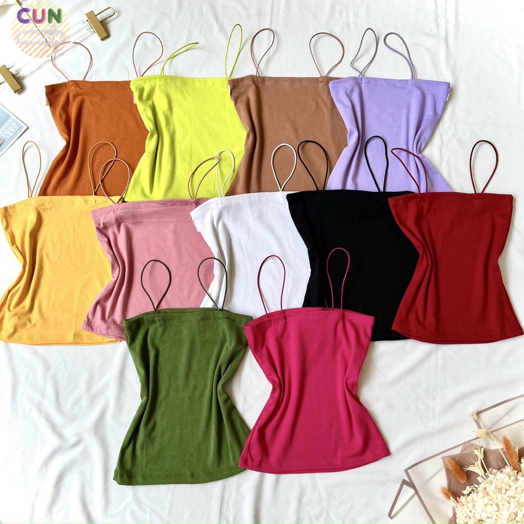 Áo 2 dây sợi bún chất cotton from vừa cho nữ dưới 55kg nhiều màu