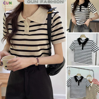 Áo Polo Len Gân croptop cổ bẻ tay ngắn tôn dáng sành điệu