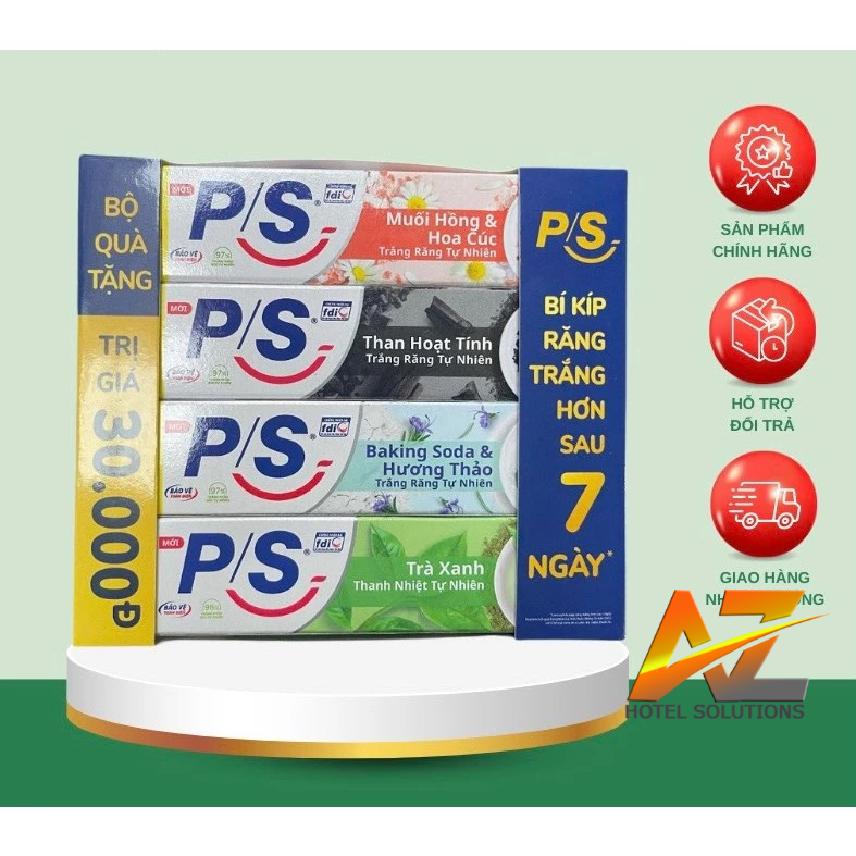 Set 4 hộp kem đánh răng PS 30g với 4 hương vị khác nhau