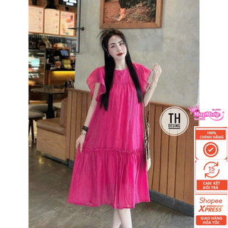 Đầm suông đuôi cá cánh tiên nhiều màu, Váy babydoll bigsize đũi tơ 2 lớp