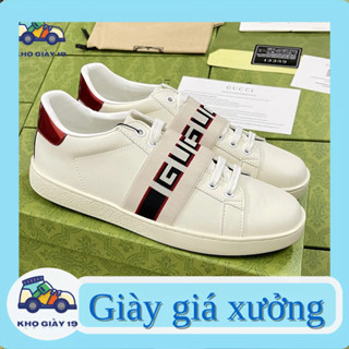 Giày Gc chun ngang, Giày Lười GC trắng phối chun đỏ đen [Full Box] Bản Cao Cấp