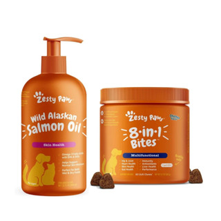 [Bộ đôi] Vitamin Bổ Cho Chó Zesty Paws 8in1 + Dầu Cá Hồi Alaska, Đẹp Da Lông, Hông Khớp, Tim Mắt Não