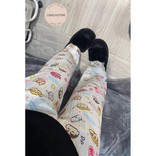 Quần ngủ cute dài hè thu cotton đũi dài 100cm ( ảnh thật)