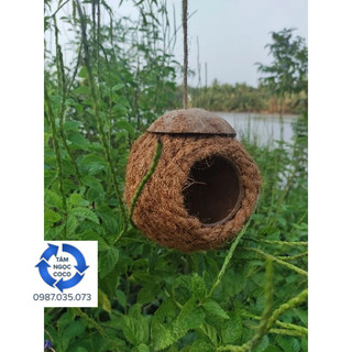 Tổ chim, sóc, thú cưng bằng gáo dừa quấn sơ dừa