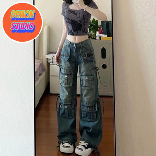 Quần jean ulzzang cạp thấp phối túi hộp