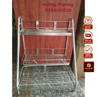 kệ gia vị inox 3 tầng cầu thang có thể treo tường hoặc để bàn