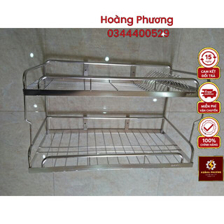 Giá để bát đĩa 2 tầng treo tường inox 304, kệ để bát đĩa inox