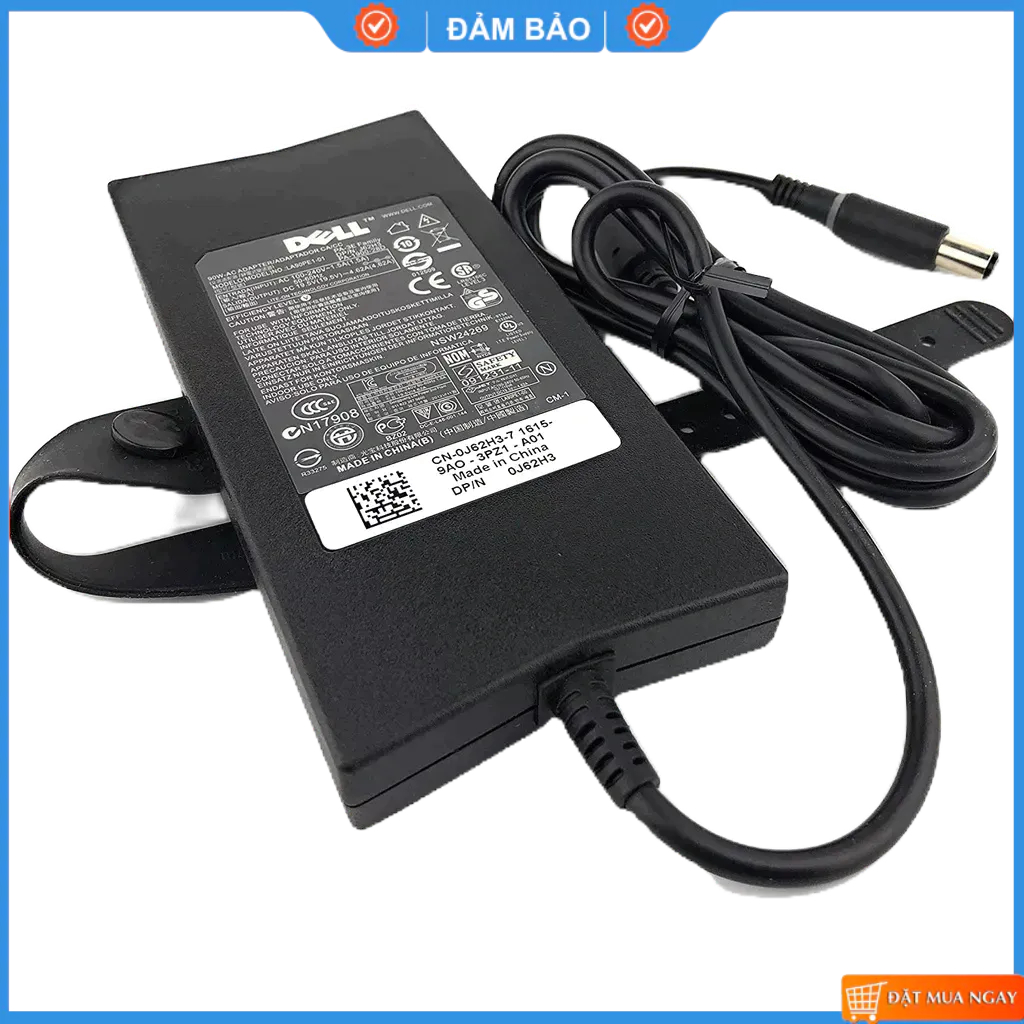 Sạc zin Dell slim 90W 19.5V 4.62A chân kim to Cao cấp cho Latitude seri Vostro seri Inspiron seri Studio seri mới 100%