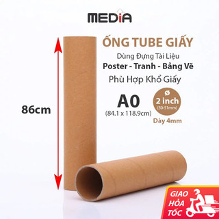 Ống giấy tube dài 86cm đựng poster a0 lỗ ø51mm dày 4mm ống tube giấy để bảng vẽ tranh decal