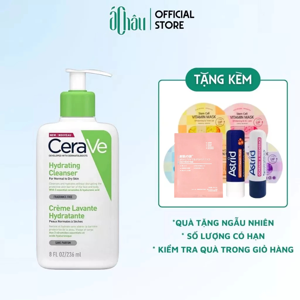 Sữa Rửa Mặt Dưỡng Ẩm Kiêm Tẩy Trang CeraVe Hydrating Cream To Foam Cleanser Dành Cho Da Thường Da Kh