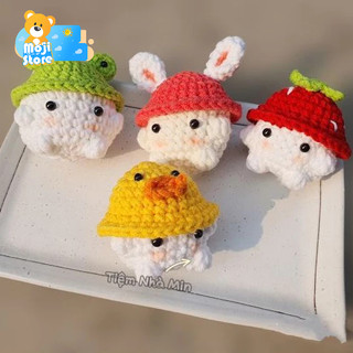 (Hàng sẵn) Móc khoá Nấm đội mũ ếch tai thỏ cute, Móc khóa dễ thương, quà tặng handmade cho người yêu, bạn bè