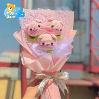  Hoa Heo Móc Bằng Len Handmade Dùng Để Tặng Người Yêu, Bạn bè, hoa móc len con lợn tặng tốt nghiệp