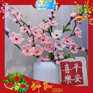 DIY - Set nguyên liệu làm cành hoa đào kẽm nhung hoa mai kẽm nhung, đồ thủ công trang trí ngày tết Hoa kẽm nhung ha