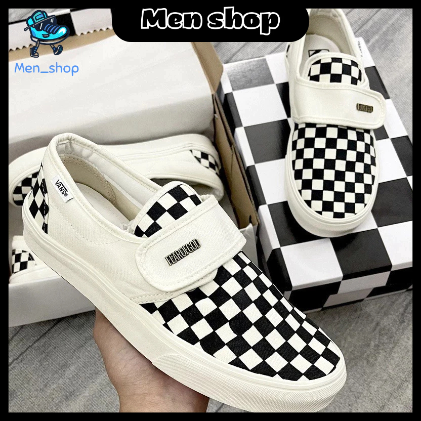 Giày Vans fear of god caro quai dán_Giày vans slip on dán phối đồ nam nữ hot 2023