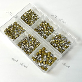 Đá chân nhọn trắng chân vàng size nhỏ 6 ô