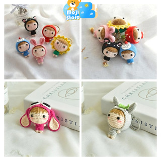  Móc khóa búp bê em bé bằng len, móc khóa thú len Amigurumi, móc khóa búp bê handmade tặng bạn bè