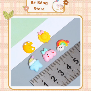 Set 1/5 charm cầu vồng, mây, trăng, sao trang trí toploader, kẹp tóc, ốp lưng DIY
