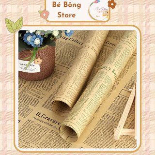 Xấp 10 tờ giấy báo kraft gói quà gói hoa mẫu vintage cổ điển