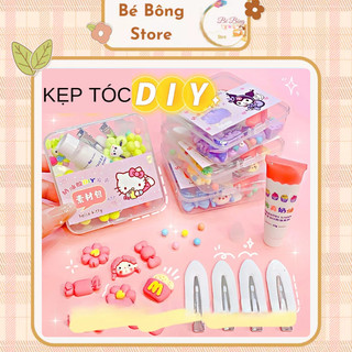 Kẹp tóc tự làm - bộ nguyên liệu (set 4 cái) handmade, DIY