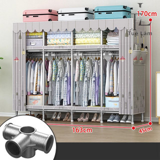 Tủ Quần Áo Tủ Vải Khung Thép Kệ Tủ Đựng Quần Áo Tủ Vải Khung Thép 3 Buồng Khung Thép Cỡ Lỡn