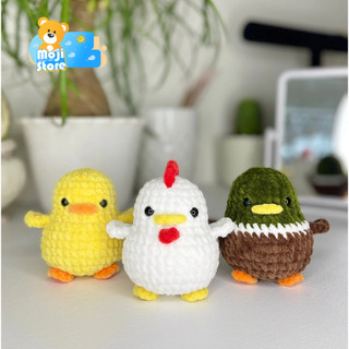 (Hàng sẵn) Móc khóa gà đáng yêu, bộ 3 gà handmade bằng len cute, móc khóa dễ thương, quà tặng thủ công