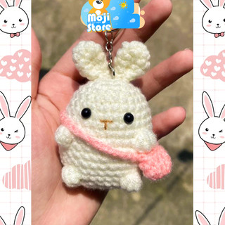 (Hàng sẵn) Móc khóa thỏ xinh đi học cute, Móc khóa len handmade, móc khóa dễ thương, quà tặng thủ công, móc khóa th