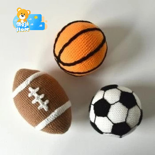 (Hàng có sẵn) Móc khóa len hình quả bóng handmade, Móc khóa dễ thương hình bóng đá, bóng rổ, bóng chuyền