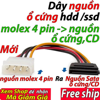 Cáp chuyển nguồn Molex 4 Pin ra nguồn Sata ổ cứng hdd Dây molex to Sata Cáp molex ra sata ổ cứng,ổ CD molex sata cho PC