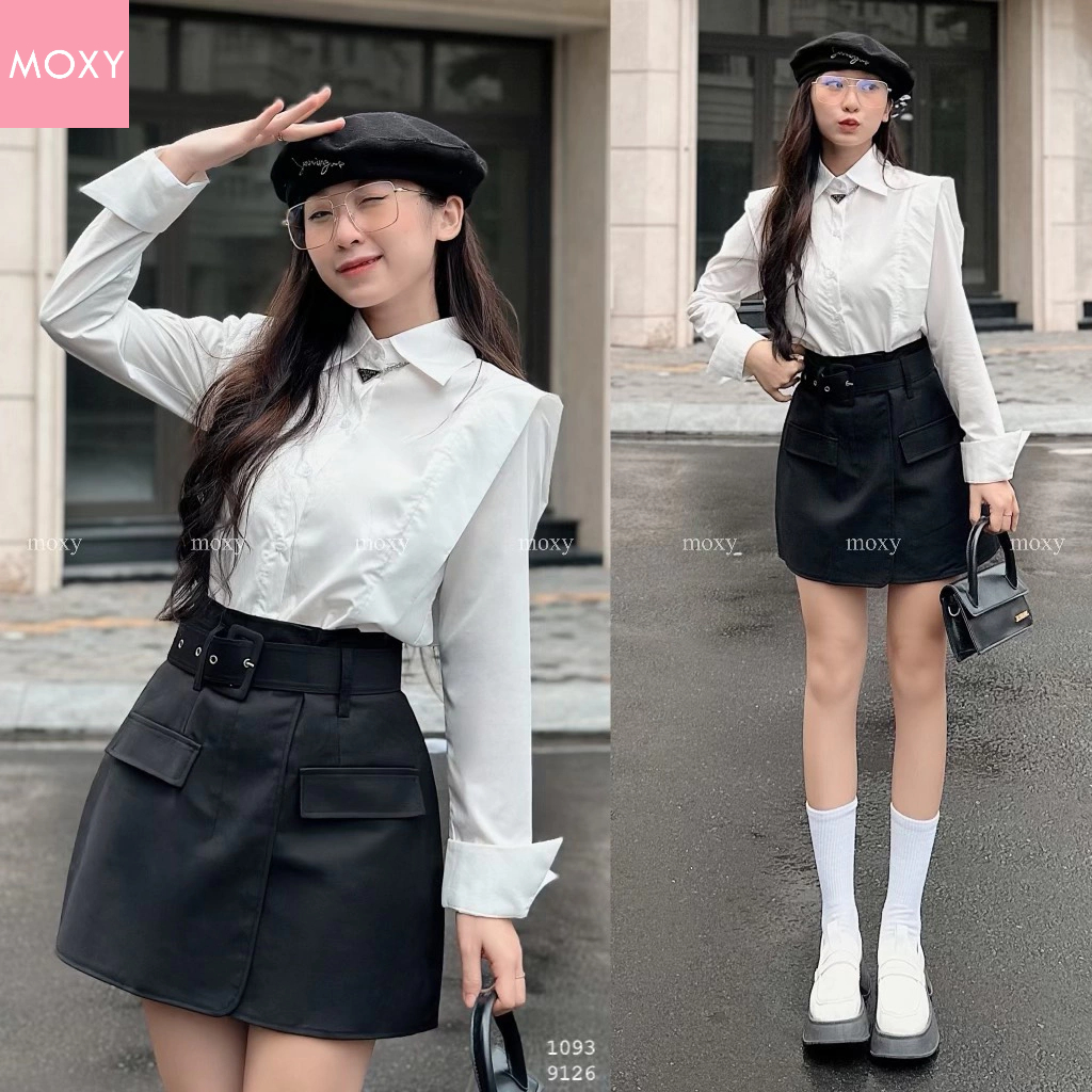 MOST1093-Nikki shirt - Áo sơ mi kiểu phối