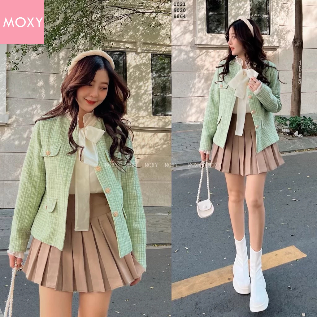 MOST1021 - Claudia Tweed Blazer - Áo Dạ Phối Sọc Trẻ Trung