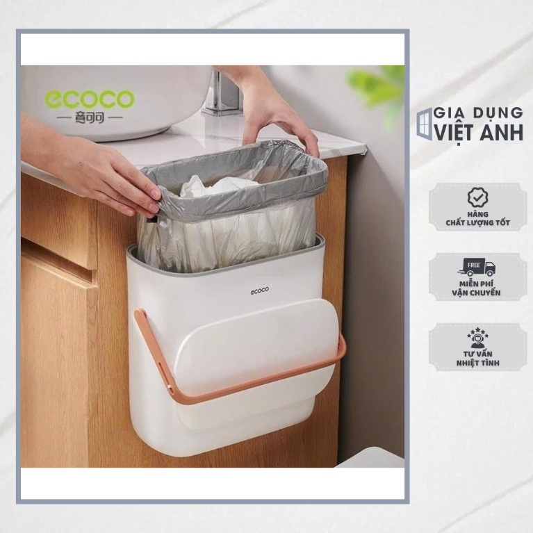 Thùng Rác Ecoco - Thùng Rác Treo Tủ Bếp Có Nắp Đậy Thông Minh, Dán Tường GDVA