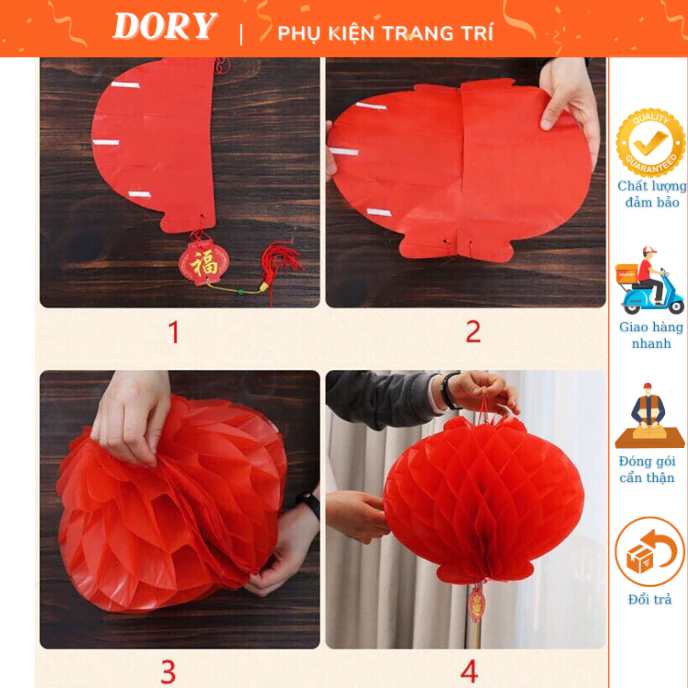 Đèn lồng đỏ, quả cầu đỏ trang trí tết - DORY