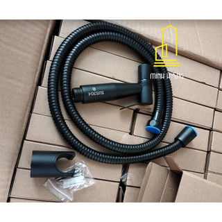 Bộ vòi xịt vệ sinh xịt bồn cầu vx2 đen inox 304 sơn tĩnh điện đen + dây + cài vòi xịt vệ sinh toilet xịt đen