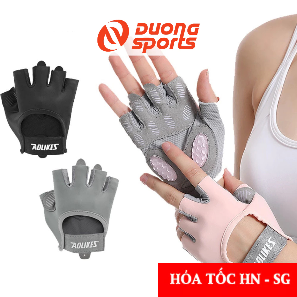  Găng Tay Tập Gym Nữ Aolikes Hở Ngón Silicon Chống Trượt Cao Cấp Tập Gym Tập Yoga AL121 