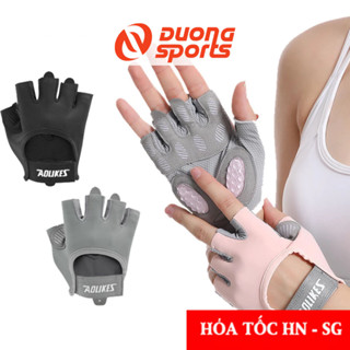 Găng Tay Tập Gym Nữ Aolikes Hở Ngón Silicon Chống Trượt Cao Cấp Tập Gym Tập Yoga AL121