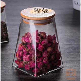 Hũ thủy tinh nắp gỗ, hũ thủy tinh decor, lọ thủy tinh nắp gỗ tron