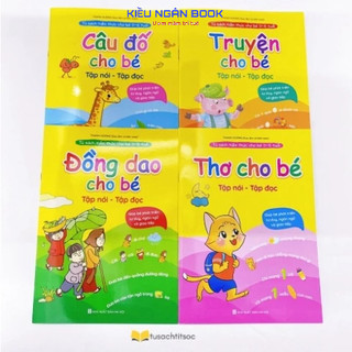 (Sỉ/lẻ) Sách - Combo Thơ - Truyện - Đồng Dao - Câu Đố - Giúp bé tập nói - tập đọc 4 cuốn có file nghe đọc NKB