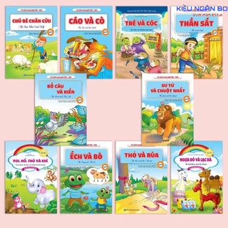 Sách - bộ 20 cuốn tranh truyện cổ tích - truyện kể mầm non - ngụ ngôn aesop - thần thoại hy lạp - song ngữ anh việt nk b
