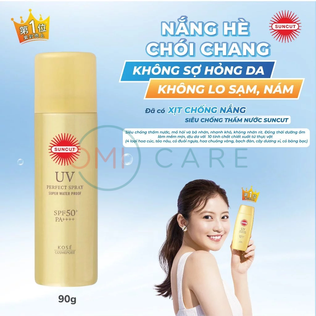 Xịt Chống Nắng Siêu Chống Nước Kosé Suncut Uv Perfect Spray Super Waterproof Spf50+/Pa++++ (60g)