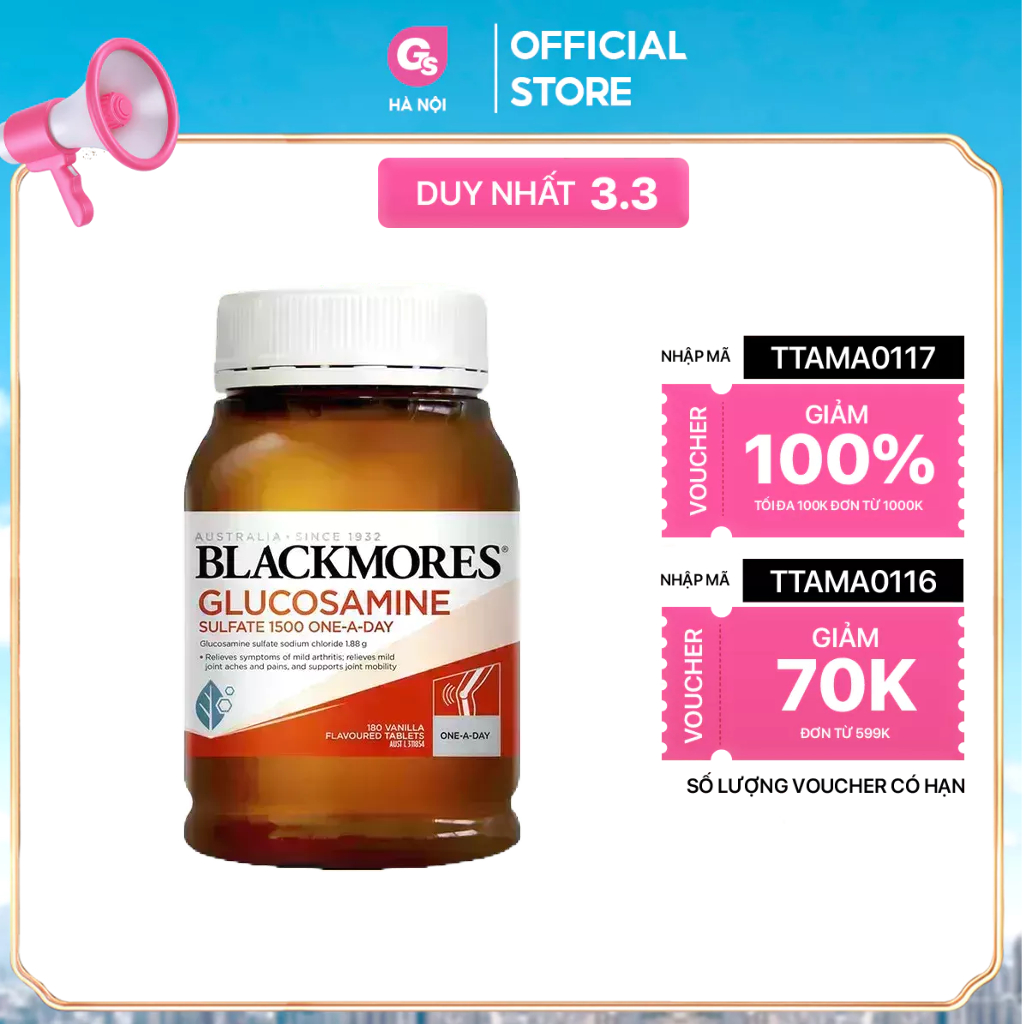 Blackmores Glucosamine Sulfate 1500mg, 180 viên - hỗ trợ giảm đau nhức xương khớp, ngăn ngừa lão hóa, thoái hóa sụn khớp