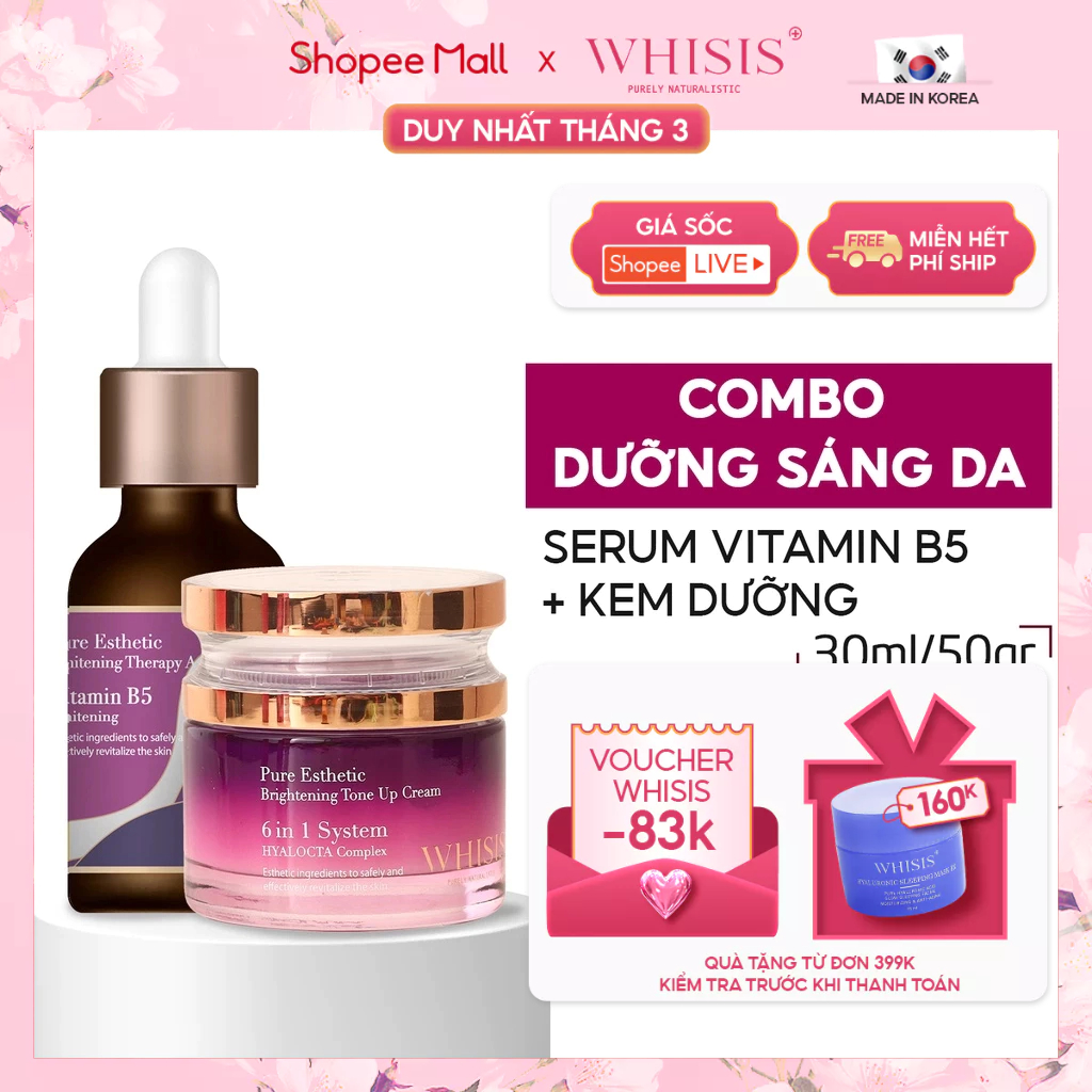 Combo Dưỡng Sáng Mờ Thâm Da Cao Cấp Whisis