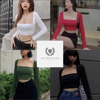 Áo thun croptop kiểu cổ vuông  áo mới siu hot dễ mix đồ