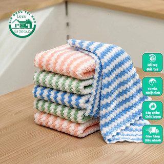 Combo 5 khăn lau tay 2 mặt siêu mềm dùng trong nhà bếp
