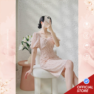 Đầm cổ vuông, nơ ngực xinh xắn Bem (dr237)