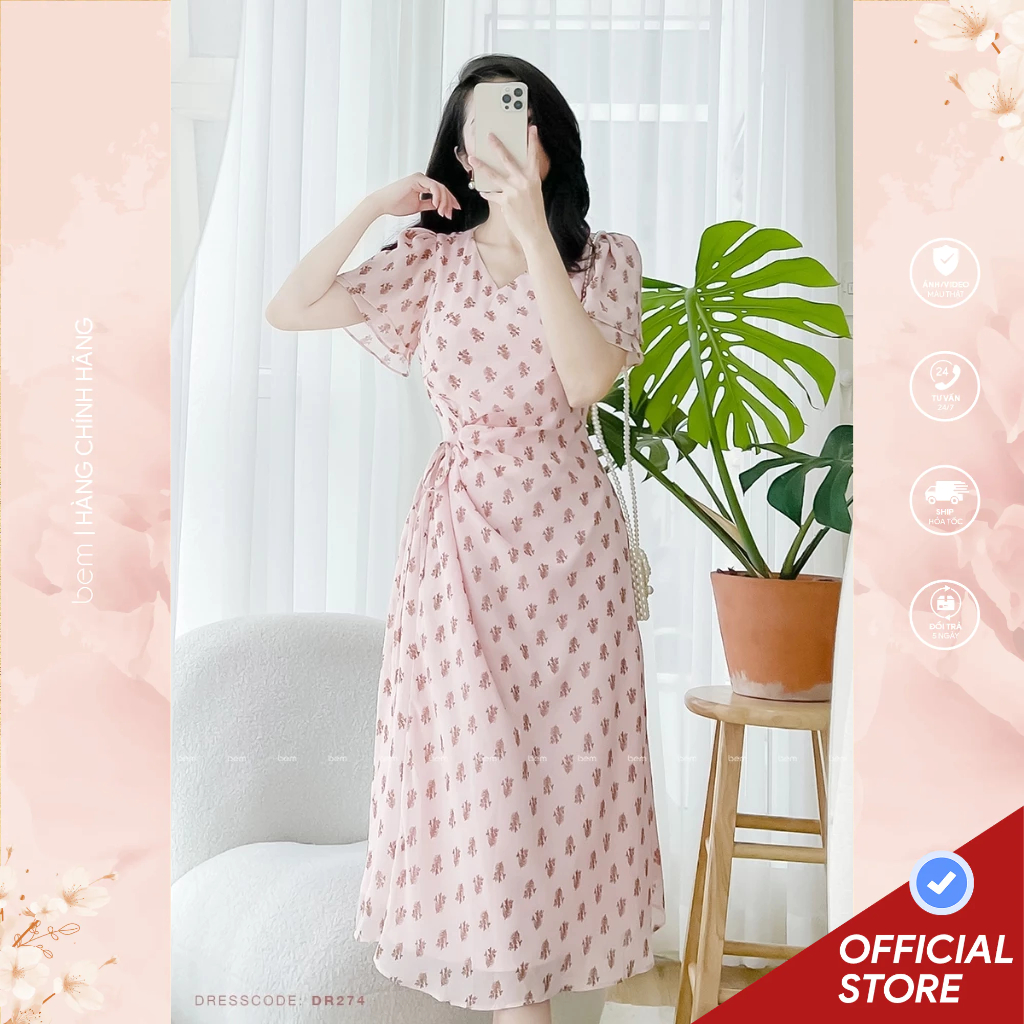 Đầm Hoa Màu Hồng Thắt Eo Tôn Dáng Chân Váy Chữ A BEM STUDIO (DR274) 𝐒𝐄𝐀𝐒𝐎𝐍 𝐈𝐍 𝐓𝐇𝐄 𝐒𝐔𝐍 - 𝐁𝐄𝐌 𝐒𝐔𝐌𝐌𝐄𝐑 𝐂𝐎𝐋𝐋𝐄𝐂𝐓𝐈𝐎𝐍 𝟐𝟎𝟐𝟐