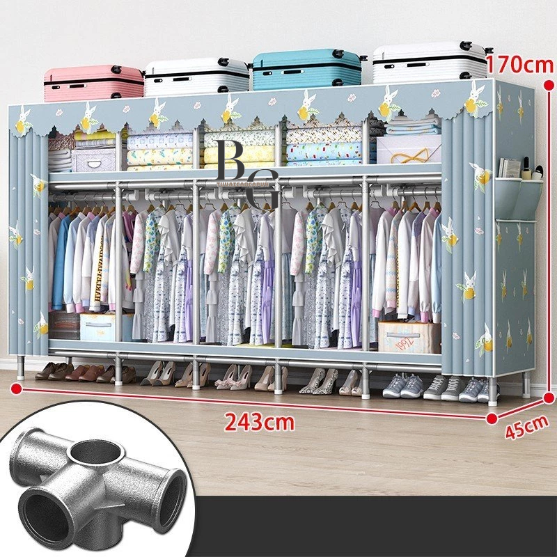 Tủ quần áo lắp ráp Tủ Vải Khung thép hợp kim 20MM CHỐT NỐI THÉP tủ quần áo đơn giản cho thuê nhà lưu trữ tủ vải Bùi An