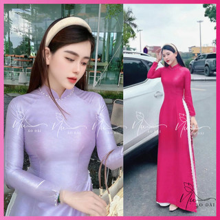Áo dài lụa truyền thống màu tím ,chất lụa vân gỗ cao cấp phù hợp đi dự tiệc, làm quà tặng