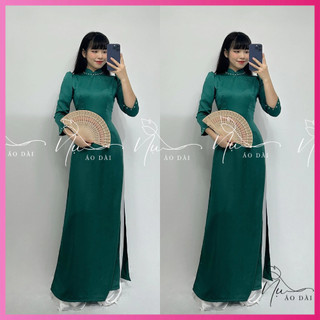 Áo Dài Nữ Truyền Thống Màu Xanh, Tay Bồng  Kiểu Dáng Trẻ Trung Mặc Tôn Dáng, hàng May Sẵn Rẻ Đẹp