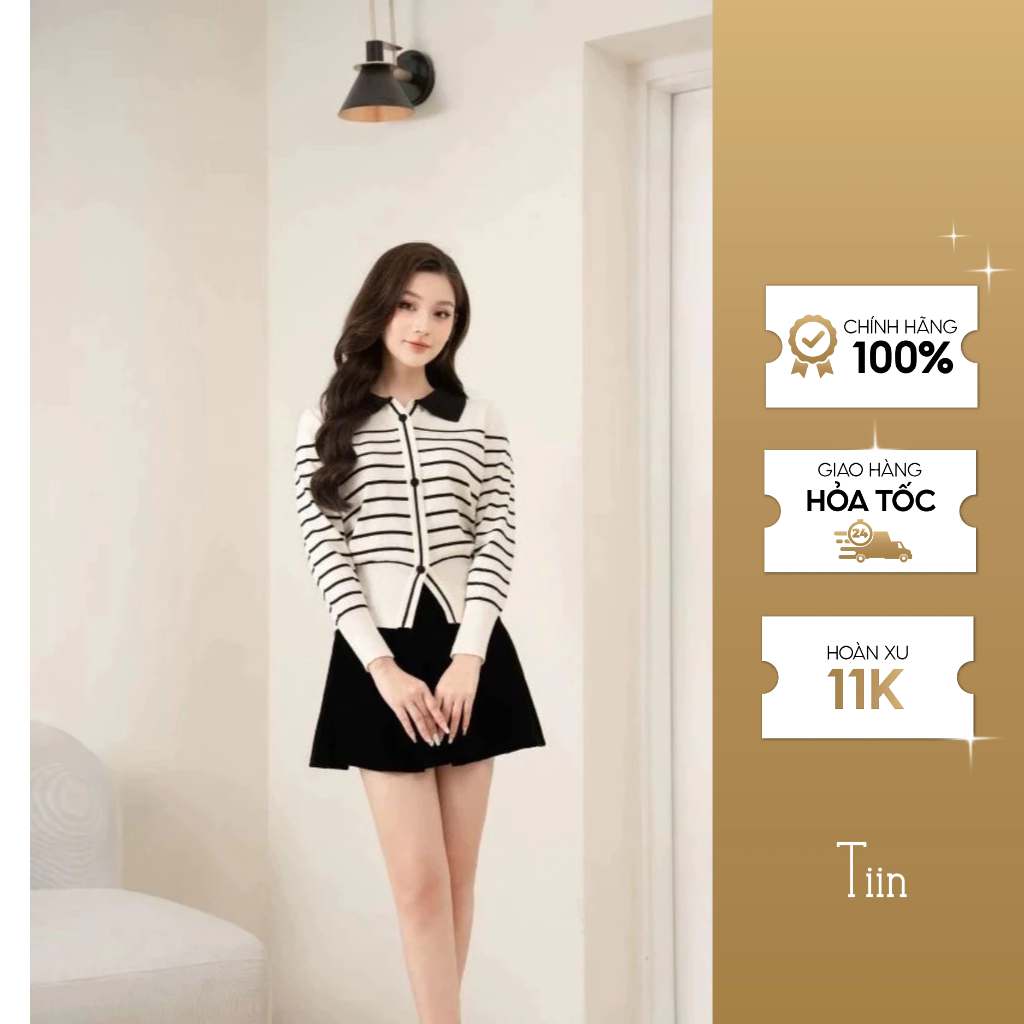 Chân váy nhung đen cạp cao dáng ngắn xoè Tiin Store GC23159